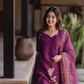 Niloufer Pink printed 2 Piece Muslin Shimmer Silk Kurta with Dupatta