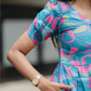 Geo Bloom Blue Maternity and Feeding dress