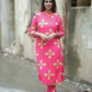 Pestry Pink with Ikat Blooms floral printed Viscose Co Ords