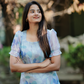 Floret blue with Petal Fusion floral Organza kurta