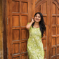 Green Blossom Chic with floral printed Viscose Kurta
