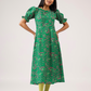 Ornate Green with Luminous Glimmer printed Cambric Blend Dress