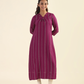 Plum Linear Striped Viscose Printed Dress