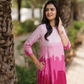 Blush Cascade Pink Linen Blend Dress with Boat neck & Digital Placement Print
