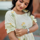 Florabelle Green Viscose Dress with Shoulder Elastic & Frill Sleeves