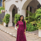 Euphoric oasis Wine Viscose Co-ord with Chinese Collar