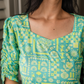 Fresco Blue with Mint Mural printed Viscose Kurta