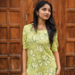 Green Blossom Chic with floral printed Viscose Kurta
