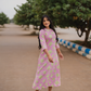 Light Green with Retro Bloom floral printed Viscose Dress