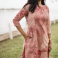 Dusty Bloom Peach Cotton Blend Co-ord with Boat Neck Keyhole