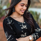 Fogblush Black Cotton Blend Co-ord with V-Neck & Light Puff Sleeves