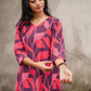 Floral Rush Violet Cotton Co-ord with V-Neck