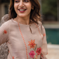Mayuri Peach printed 2 Piece Linen Shimmer Kurta with Dupatta