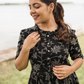 Regal Black with Molten Vines floral Printed Maternity and Feeding Viscose Dress