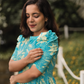Maze Blue with Flourish Bloom floral printed Maternity and Feeding Viscose Dress