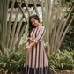 Fall Beige with Timeless Rhythm Printed Maternity and Feeding Lux Georgette Dress
