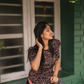 Starry Black with Midnight Bloom floral printed Viscose Kurta