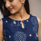 Indie Rune Blue Cotton Co-ord with Boat Neck with Keyhole