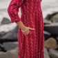 Dark Pink with Nomadic Whispers printed Viscose Dress