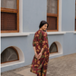 Terra Red with Earthy Boho floral printed Linen Blend Co-ords