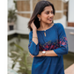 Starlit Blue with Celestial Stitch printed Viscose Kurta