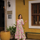 Half white with Petal Parade floral printed Viscose Co-ords