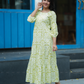 Grandeur Green with Olive Mist Printed Viscose Dress
