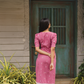 Celestia Dots Pink Handloom Cotton Co-ord with V-Neckline & Puff Elbow Sleeves