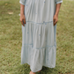 Frost bloom Blue Viscose Dress with Delicate Floral Print