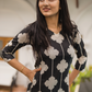 Blushstem Black Viscose Co-ord with V-Neck & Floral Print