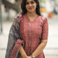 Neeli Red printed 2 Piece Shimmer Butti Kurta with Dupatta