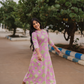 Light Green with Retro Bloom floral printed Viscose Dress