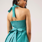 Lagoon Love Blue Helter Flared Dress With Smock