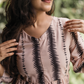 Fall Beige with Timeless Rhythm Printed Maternity and Feeding Lux Georgette Dress