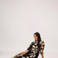 Spear Black with Charcoal Ink printed Lux Georgette dress