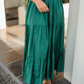 Green Floral Whimsy Green Viscose Dress with Shoulder Elastic & Embroidery