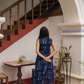 Indie Rune Blue Cotton Co-ord with Boat Neck with Keyhole