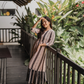 Fall Beige with Timeless Rhythm Printed Maternity and Feeding Lux Georgette Dress