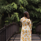 Sunpetal Bloom Beige Viscose Dress with V-Neck & Lace