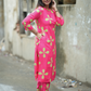 Pestry Pink with Ikat Blooms floral printed Viscose Co Ords