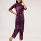 Tangy Plum with Nightshade Whisper printed Linen Blend Co ord set