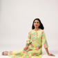 Gentle Lime with Blush Breeze printed Viscose A-line Dress