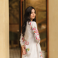 Pastel Floral Dream Half-White Linen Blend Co-ord with V-Neck & Lace