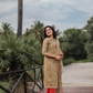 Lila Yellow printed 2 Piece Linen Shimmer Kurta with Dupatta