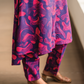Mystic Swirl Violet Viscose Co-ord with Shirt Collar & Print