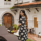 Blushstem Black Viscose Co-ord with V-Neck & Floral Print