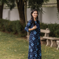 Noir Ivy Blue Viscose Co-ord with Boat Neck