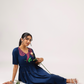 Dark Navy with Breeze 'o' Feathers printed Viscose Dress