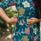 Tassel Chic Blue Cotton Dress with U-Neckline & Double Tassel Rope