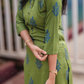 Olive Majesty Viscose Co-ord with Chinese Collar & Half Lacket